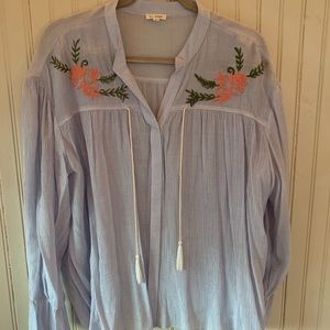 Floral Embroidered Button-Up Longsleeve